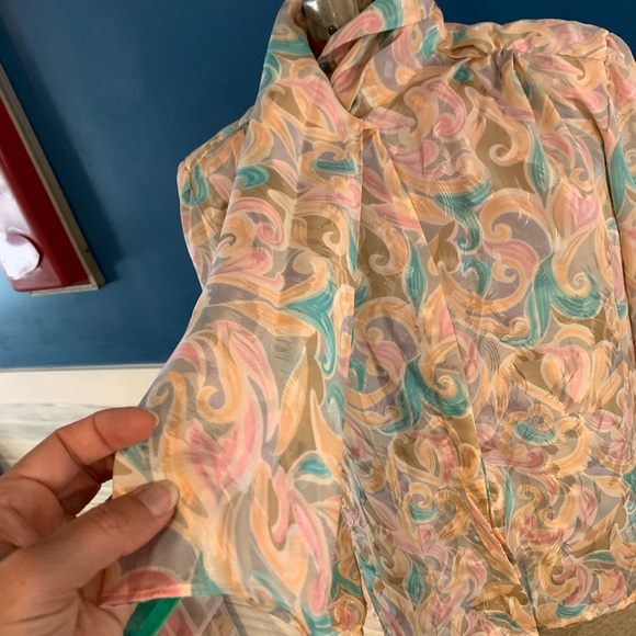 VTG 80’s core blouse by Notations with scarf neck wrap M - Picture 3 of 11